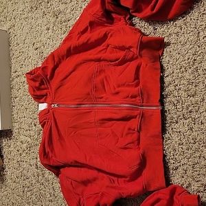 Red cropped zip up